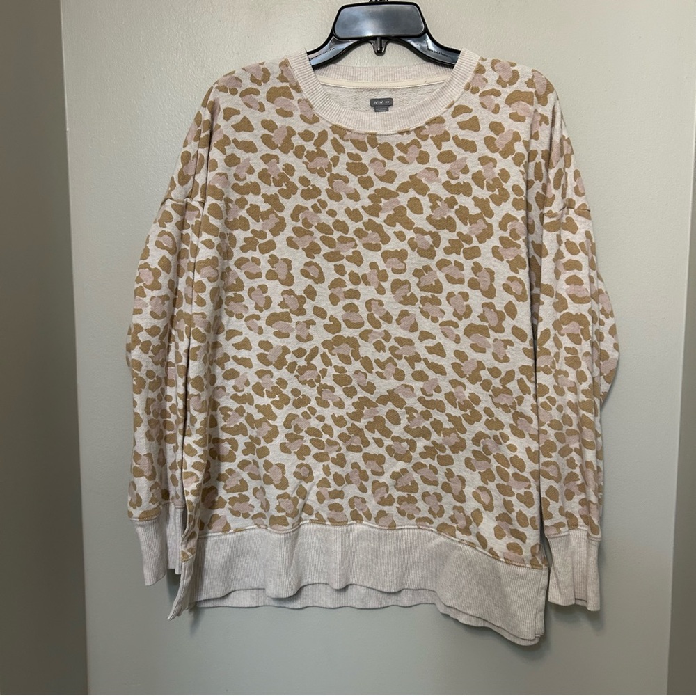 Aerie Women's Sweatshirt Oversized Medium Cheetah All Over Print Super Comfy